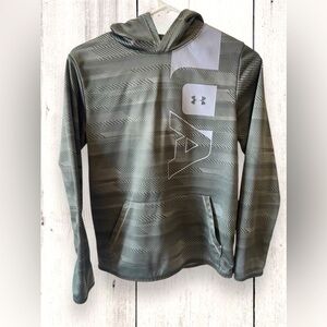 Under Armour Coldgear Hoodie Army Green Pullover Sweater Youth X-Large YXL Loose